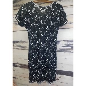 Black Beaded Cocktail Dress Wiggle Dress Little Black Dress Lace Shoulder Pads